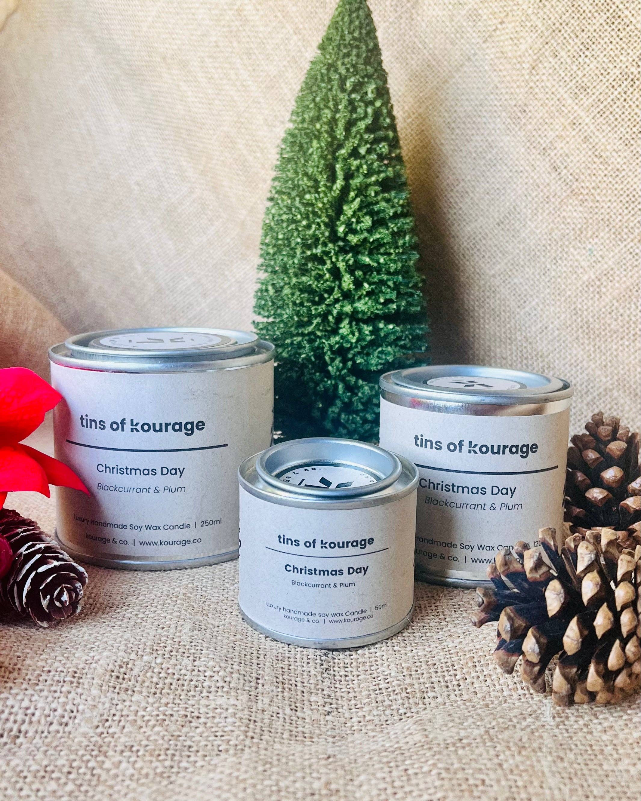 Kourage & co - Christmas Day Soy Wax Candle mini 50ml | Scented Paint Tin Candles
