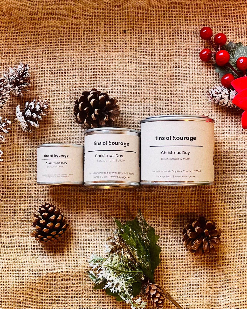Kourage & co - Christmas Day Soy Wax Candle mini 50ml | Scented Paint Tin Candles