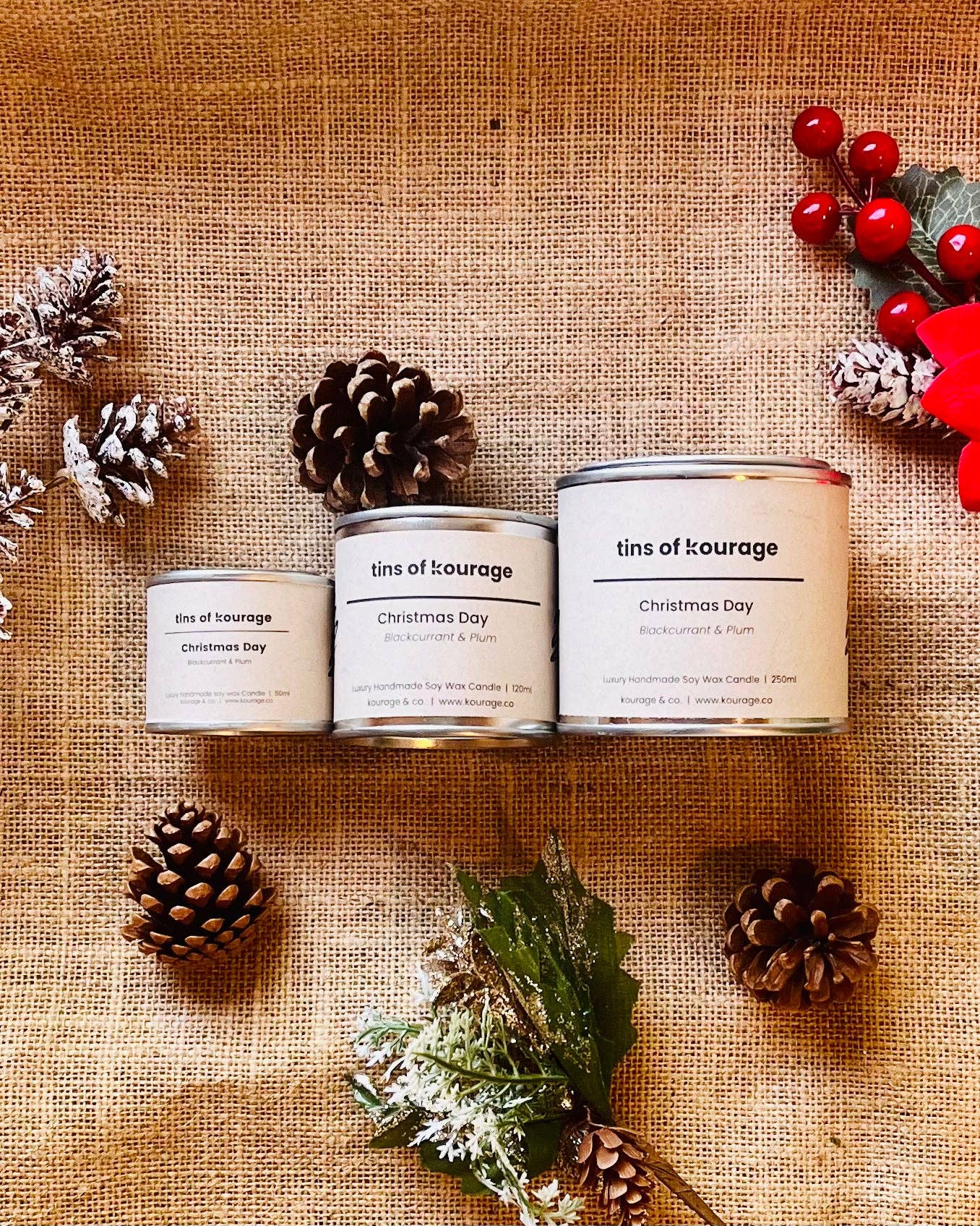 Kourage & co - Christmas Day Soy Wax Candle mini 50ml | Scented Paint Tin Candles