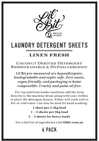 Lil'Bit Better - Laundry Detergent Sheets Travel Pack (6) - Plant Based