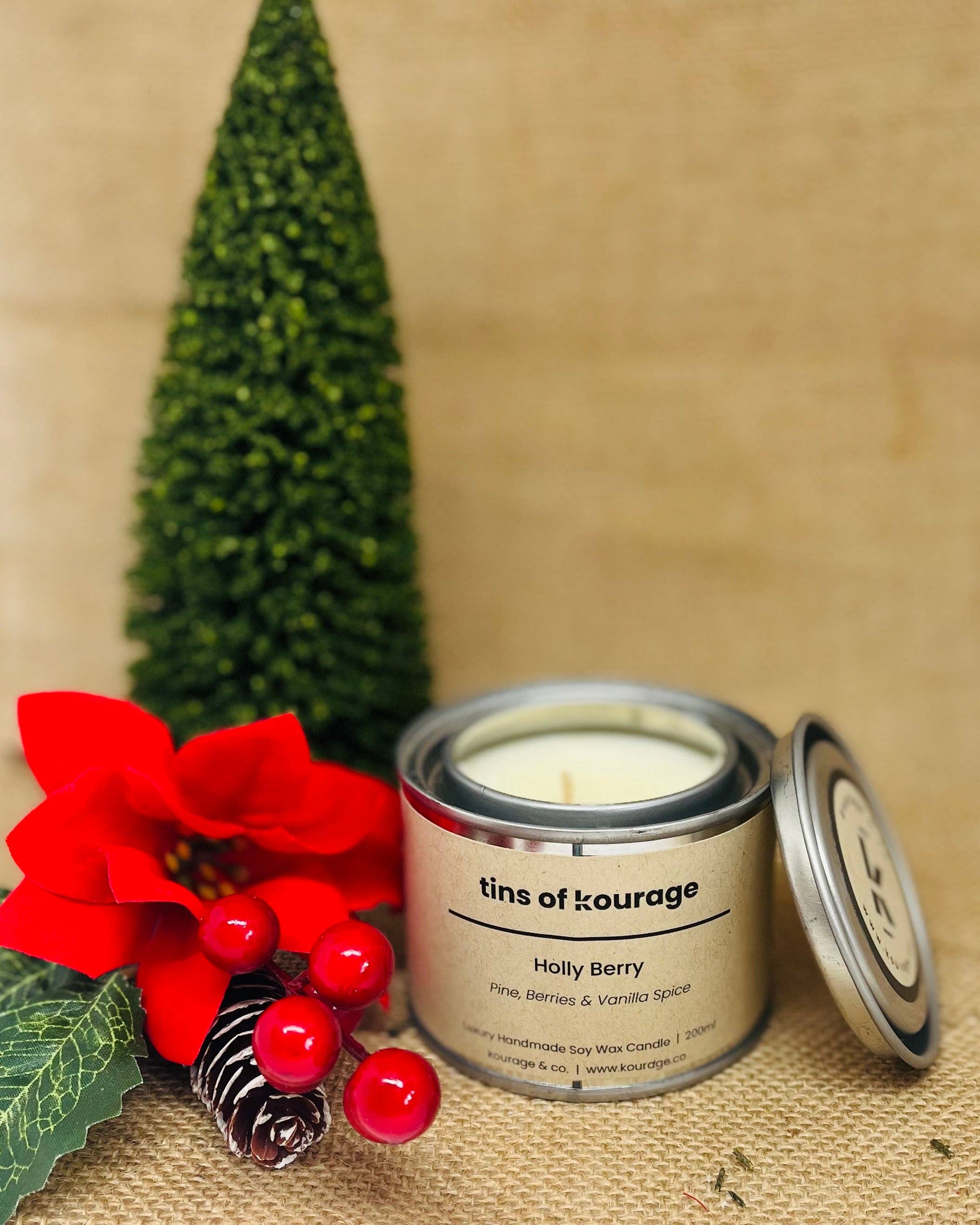 Kourage & co - Holly Berry Soy Wax Candle Mini 50ml