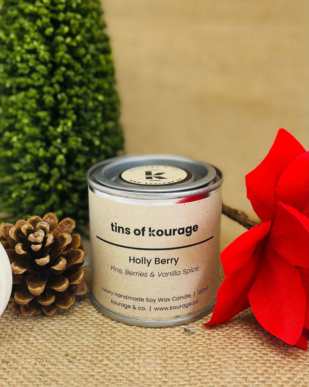Kourage & co - Holly Berry Soy Wax Candle Mini 50ml