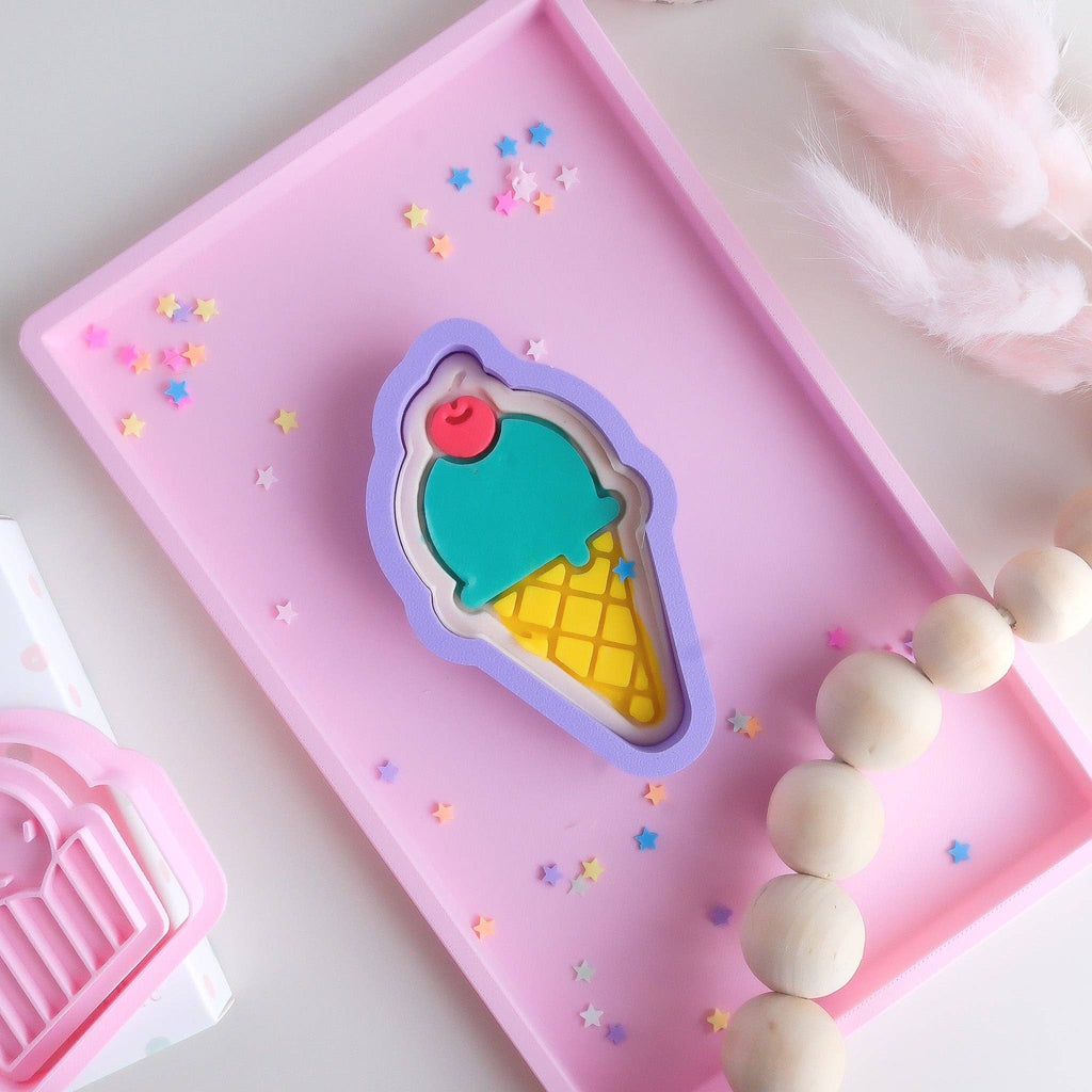 Play Sense - Eco Playdough Stamp | Ice Cream with cherry