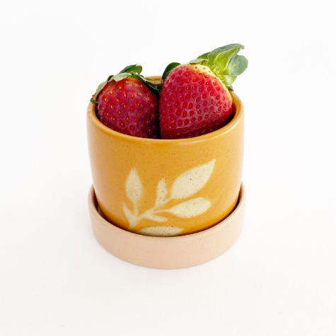 Shae Foliage Dish Bowl Pink Mustard