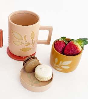 Shae Foliage Dish Bowl Pink Mustard