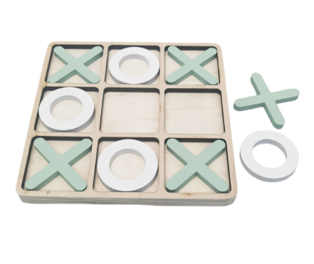 Tic Tac Toe Set Sage & White 17cm