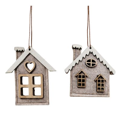 Felt Christmas Houses Hanging Decoration HEART WINDOW