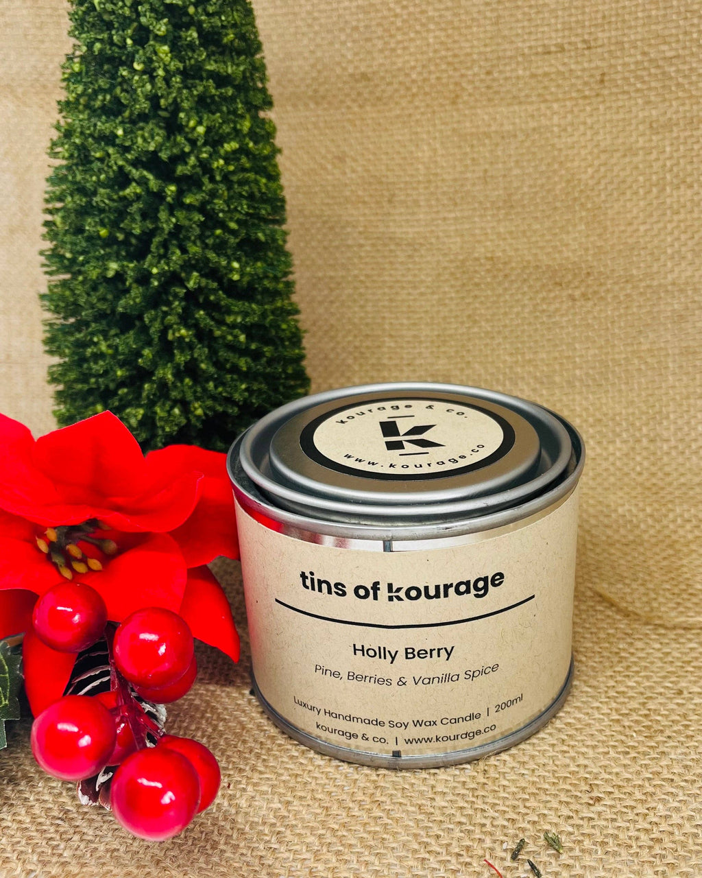 Kourage & co - Holly Berry Soy Wax Candle Mini 50ml