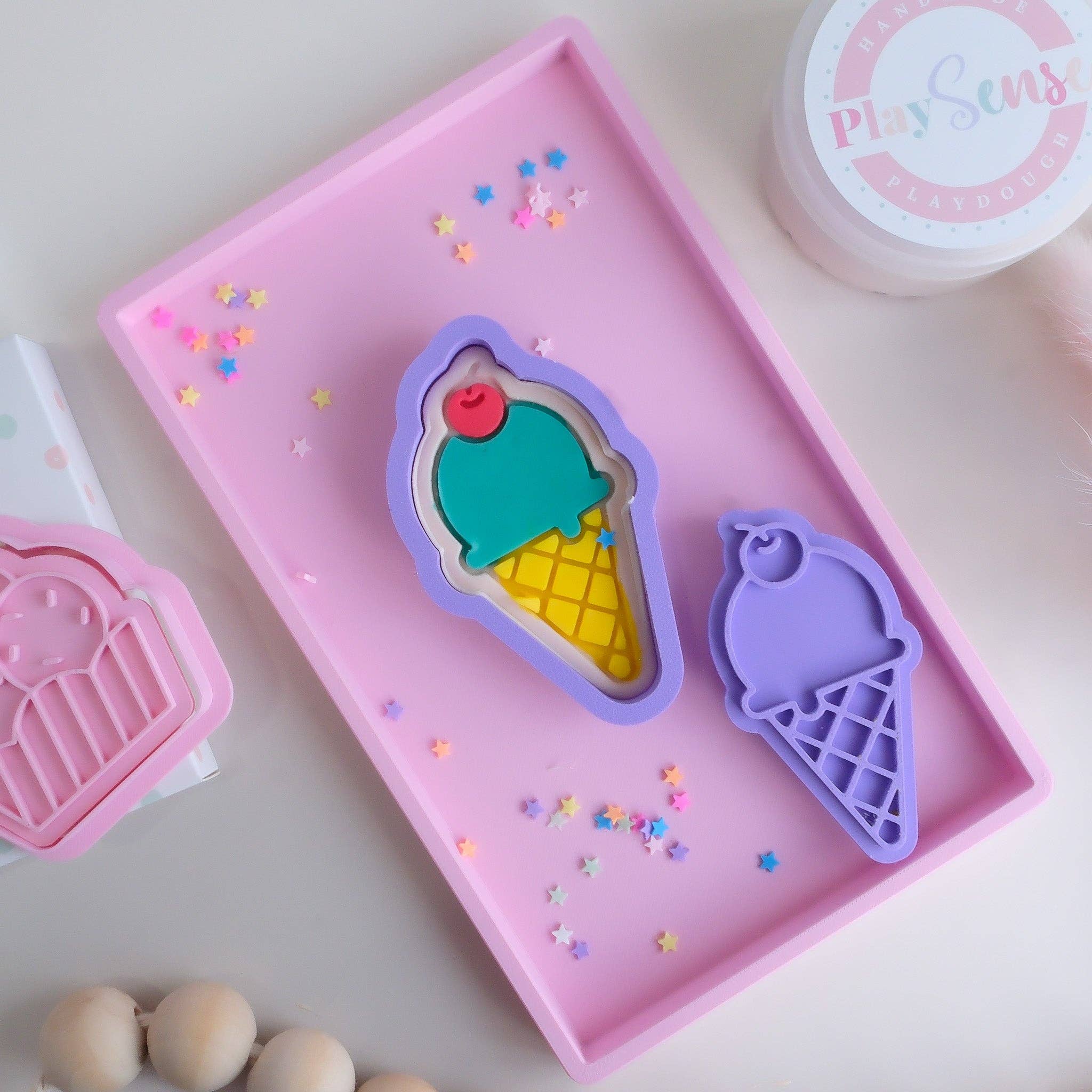 Play Sense - Eco Playdough Stamp | Ice Cream with cherry