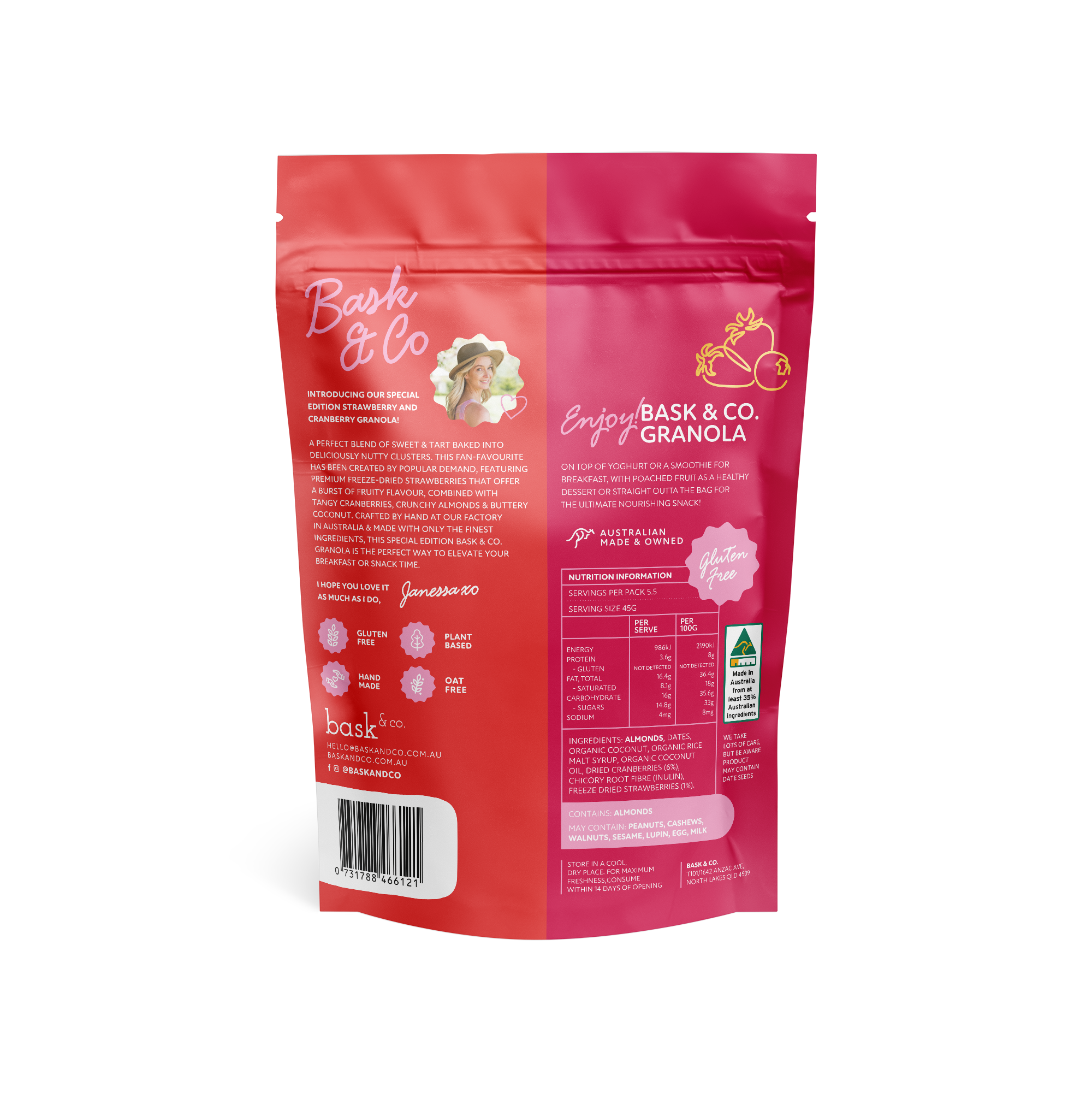Bask and Co - Strawberry & Cranberry "Special Edition" Gluten Free Granola