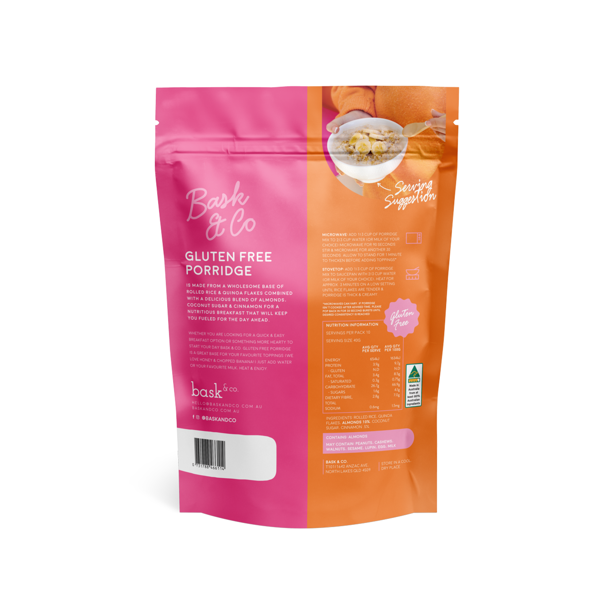 Bask and Co - Almond & Cinnamon Gluten Free Porridge (The Original) 400g