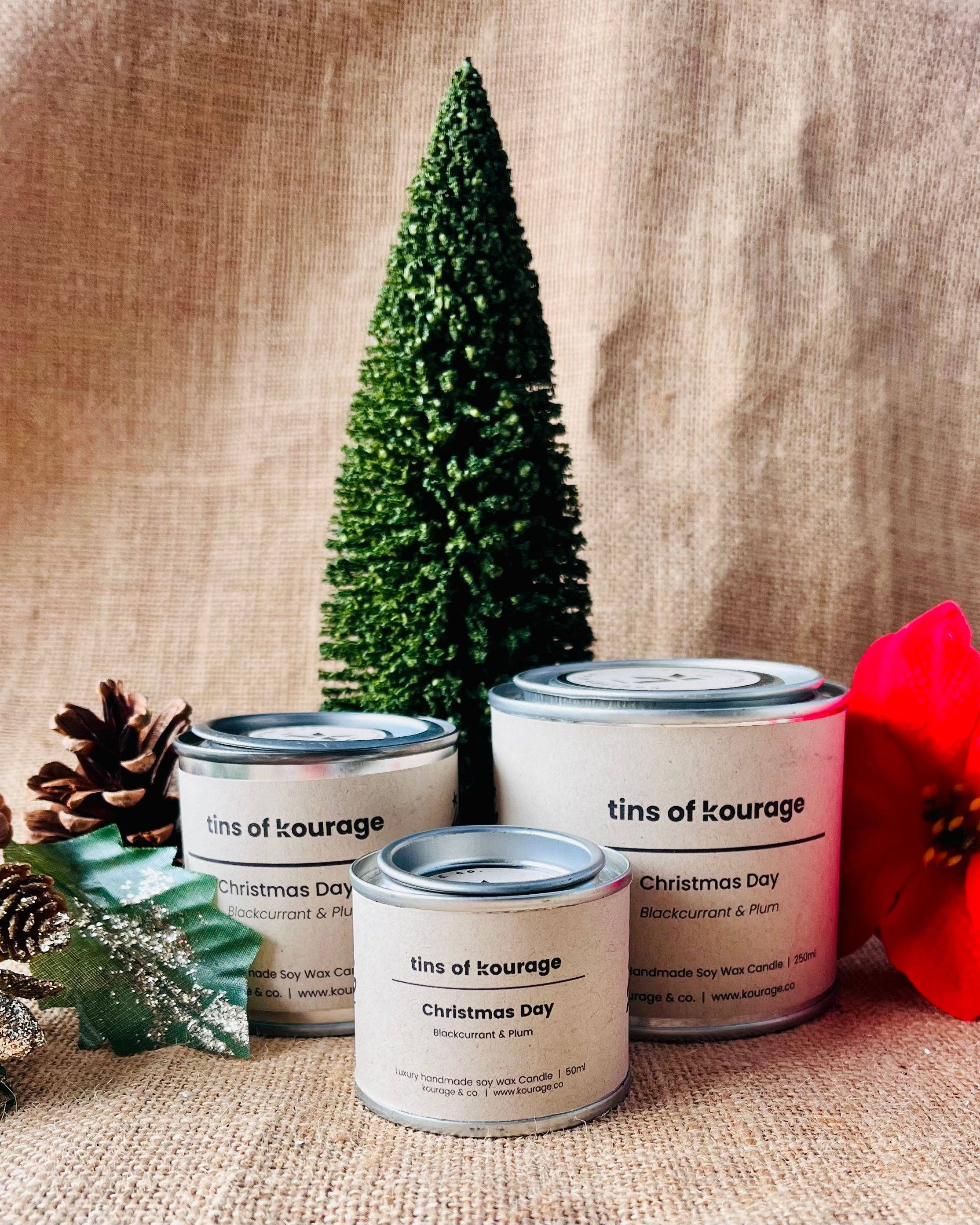 Kourage & co - Christmas Day Soy Wax Candle mini 50ml | Scented Paint Tin Candles