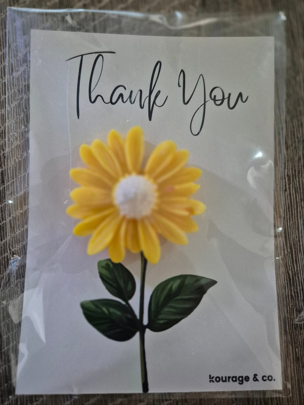 Kourage & co - Yellow Daisy Candle Favour - Thank you Card