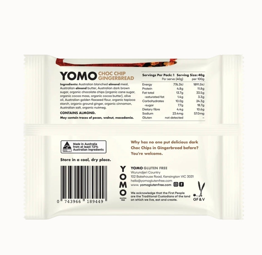 Yomo Choc Chip Gingerbread Cookie - Single serve