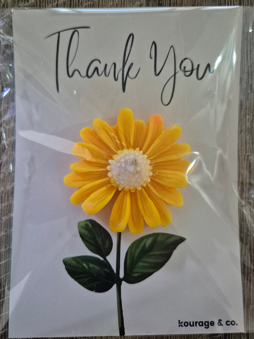 Kourage & co - Yellow Daisy Candle Favour - Thank you Card